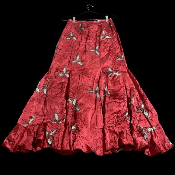 Peruvian Connection Crimson Floral Maxi Skirt - Picture 1 of 4